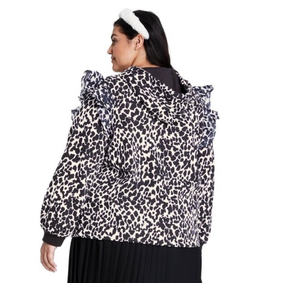 REDUCED  Sandy Liang x Target Leopard Ruffle Sweatshirt  hoodie size 3X - Picture 3 of 4